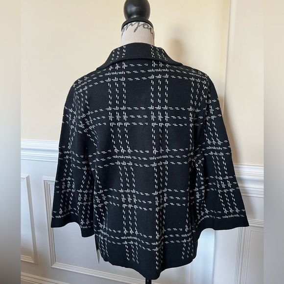 Mercer Street Studio Black & White Button Front   Stitch Motif Cardigan/Jacket. - Picture 3 of 12